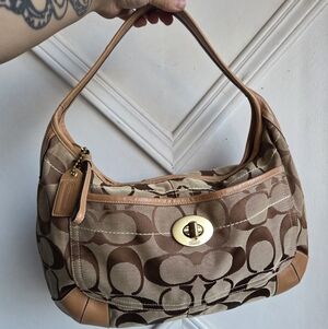 Y2K Coach Large Ergo Hobo in Signature Canvas and Leather Trim 10765 🤎💛